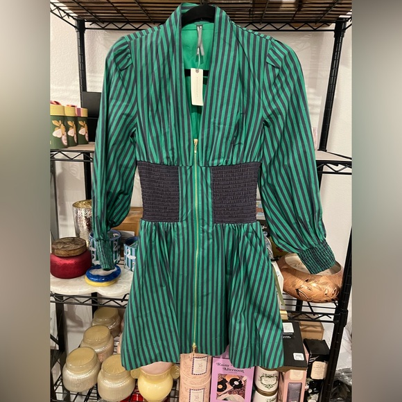 Anthropologie Tommie Long-Sleeve Smocked Front-Zip Mini Dress, Various Sizes NWT - Picture 4 of 7